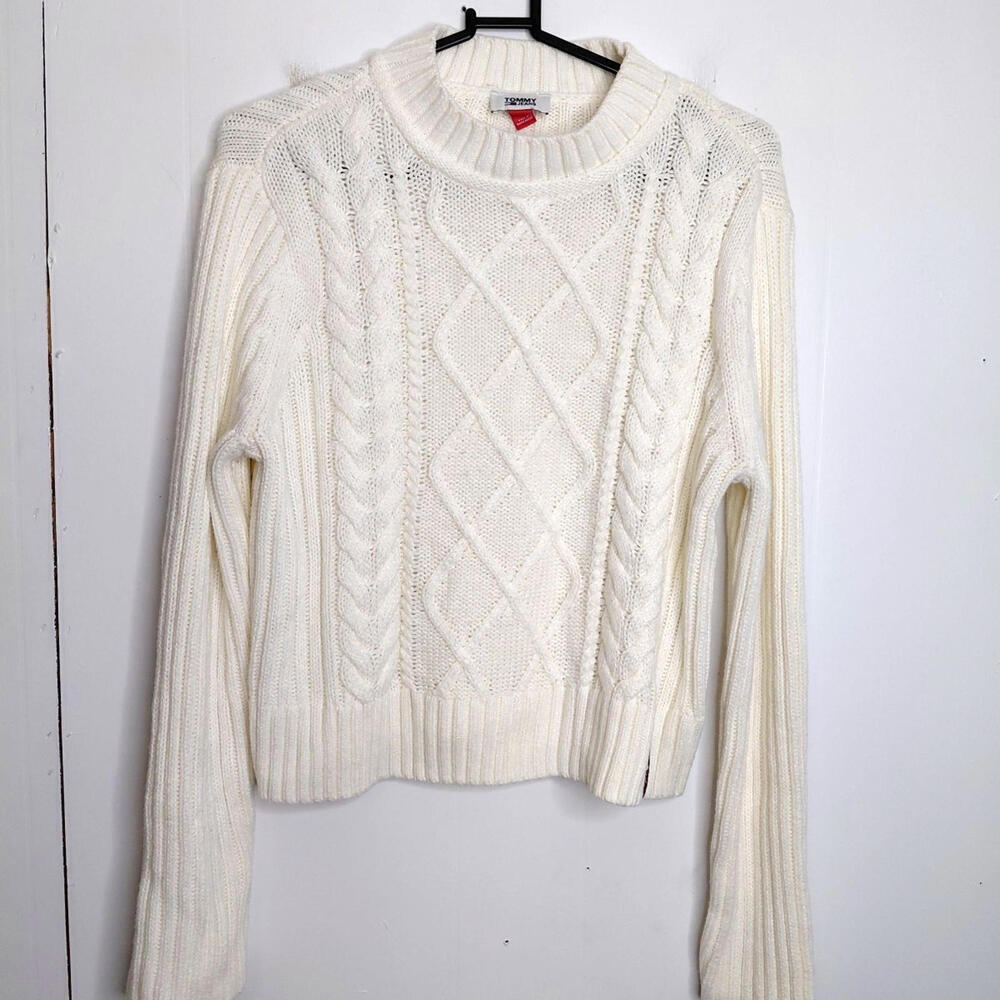 Tommy Hilfiger Jeans Sweater Womens Medium Cableknit Preppy Academia Capsule